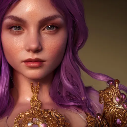 Image similar to portrait of wonderful princess of amethyst with fair skin, ornate 8 k gorgeous intricate detailed, accent lighting, dramatic light, octane render