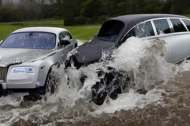 Image similar to stoned teenagers decided to drown Rolls-Royce