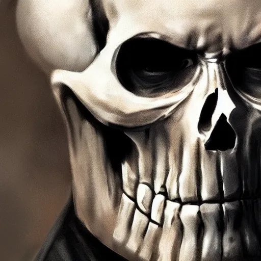 Prompt: portrait of old frank castle the punisher, skull face paint, intricate, elegant, highly detailed, centered, grungy, digital painting, artstation, concept art, smooth, sharp focus