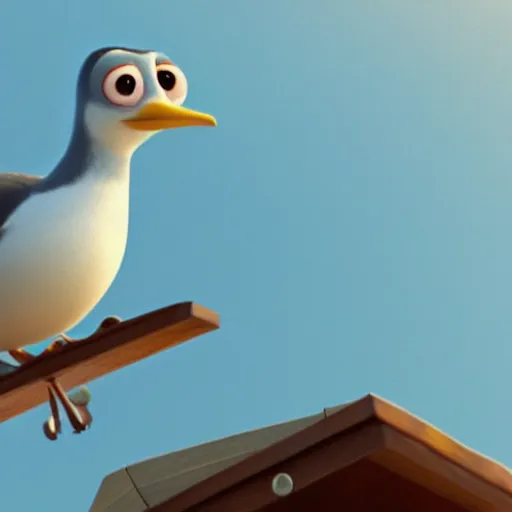 Image similar to pixar movie about a serial killer seagull