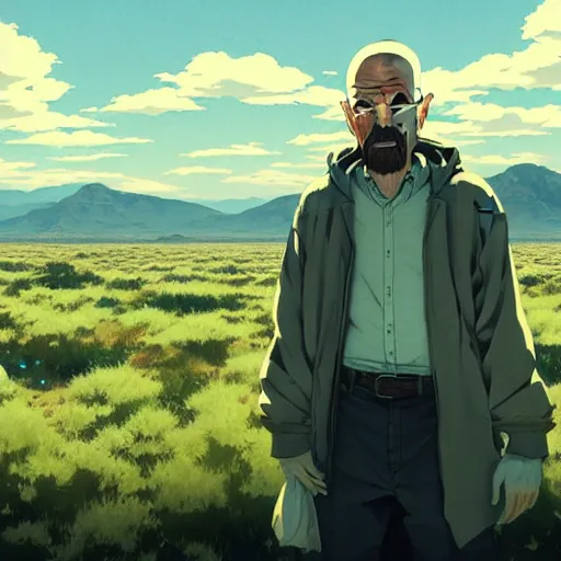 Image similar to breaking bad, intricate, key visual, conceptart, ambient lighting, highly detailed, digital painting, artstation, concept art, sharp focus, by makoto shinkai and akihiko yoshida and greg manchess, dreamworks, ghibli h 7 0 4