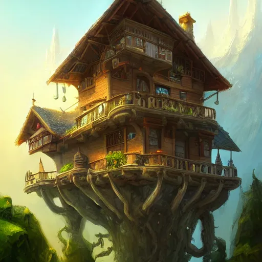 Image similar to a highly detailed fantasy digital art trending on artstation by andreas rocha of a house made of swiss cheese