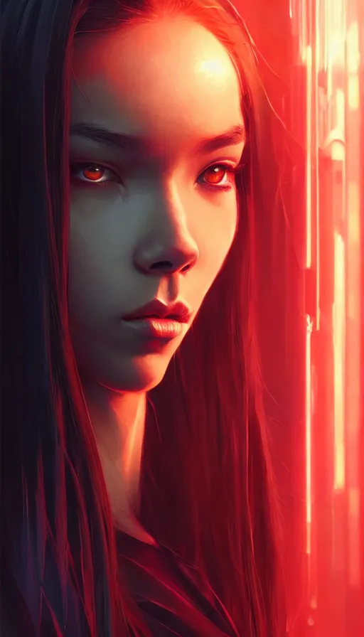 Image similar to altered carbon, madison beer girl portrait, made by stanley artgerm lau, wlop, rossdraws, james jean, andrei riabovitchev, marc simonetti, yoshitaka amano, beksinski artstation, cgsociety