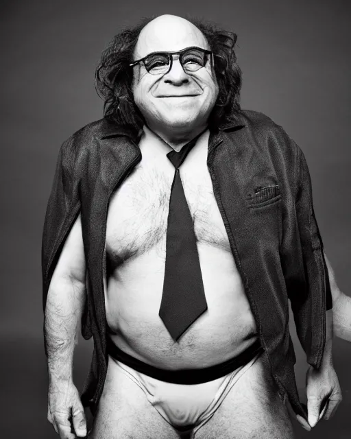 Image similar to portrait of danny devito as a professional wrestler. photographic, photography