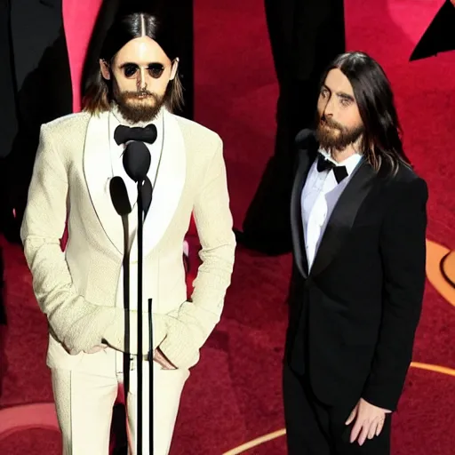 Prompt: Jared Leto wins an oscar award for the movie of all time