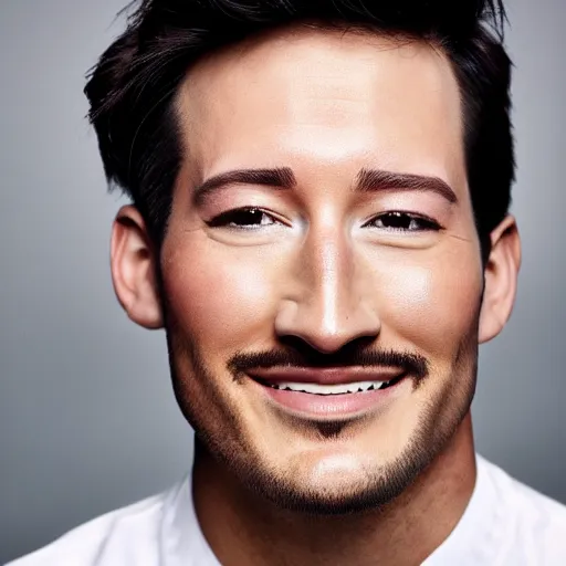 Image similar to a high quality photo of handsome markiplier, gigachad