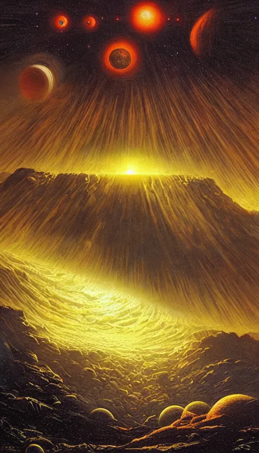 Prompt: the end of the world, by david a. hardy