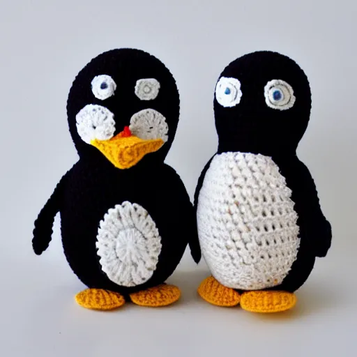 Image similar to crocheted penguin doll,