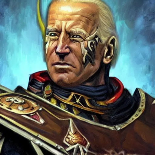 Image similar to joe biden as the emperor of mankind from warhammer 4 0 k, portrait