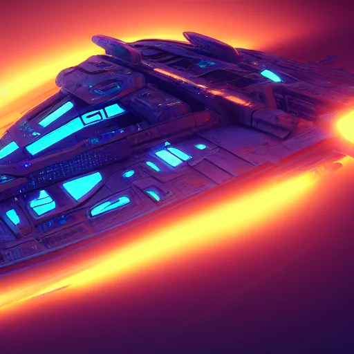 Prompt: electropunk spaceship, glowing, plasma, intricate, digital art, octane render, 4 k,
