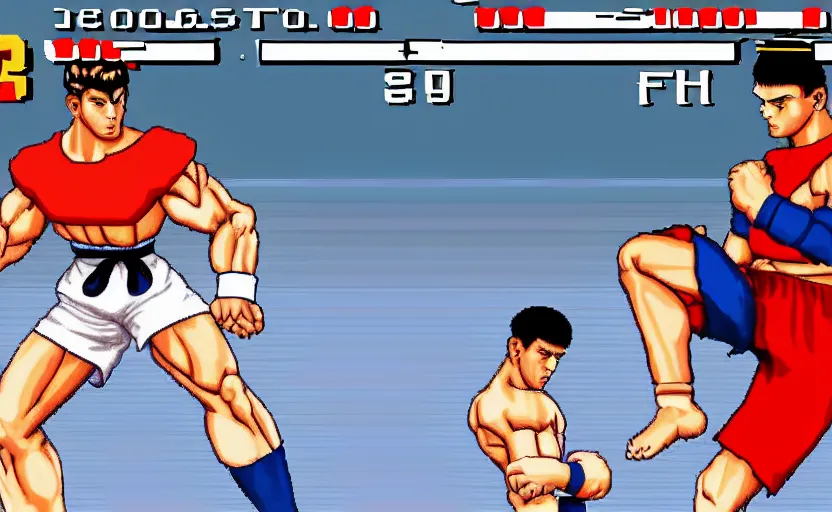Prompt: screenshot of Cristiano Ronaldo in Street Fighter 2,
