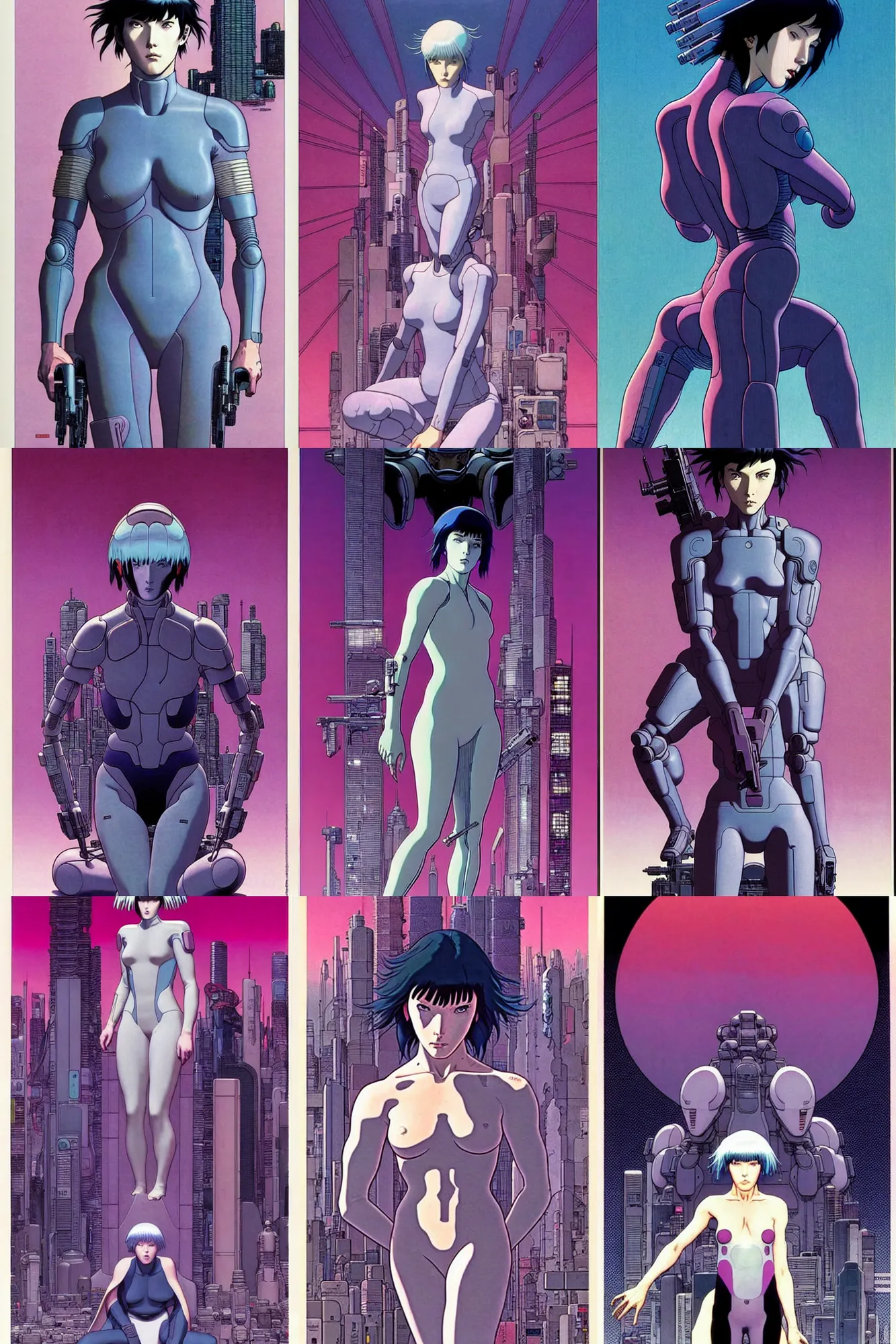 Prompt: ( ( ( ( ( the ghost in the shell cover art. muted colors. ) ) ) ) ) by mœbius!!!!!!!!!!!!!!!!!!!!!!!!!!!