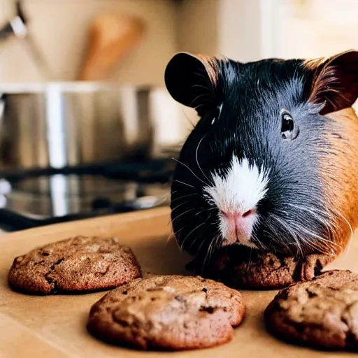 Image similar to a guinea pig baking cookies in a cozy french kitchen