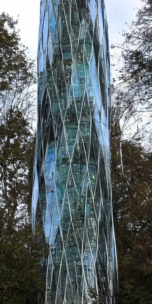 Prompt: elven architecture, a glass tower, beautiful, tall