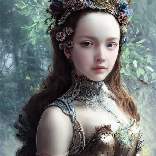 Image similar to A masterpiece ultrarealistic ultradetailed portrait of a Incredibly beautiful angel armored princess knight with Iron mask. baroque renaissance girl in the forest. medium shot, intricate, elegant, highly detailed. trending on artstation, digital art, by Stanley Artgerm Lau, WLOP, Rossdraws, James Jean, Andrei Riabovitchev, Marc Simonetti, Yoshitaka Amano. background by James Jean and Gustav Klimt, light by Julie Bell, 4k, porcelain skin. BY ZDIZISLAW BEKSINSKI Cinematic concept art Greg Rutkowski.