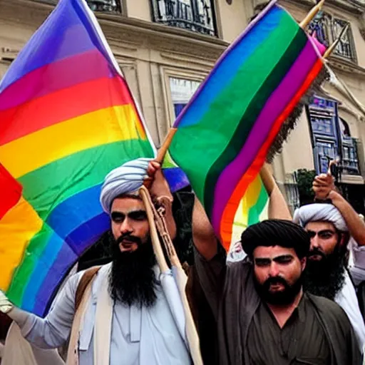 Prompt: taliban at gay pride