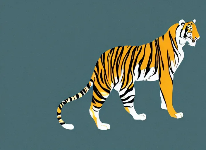 Image similar to a tiger in the centella asiatica in eyvind earle style