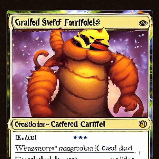 Prompt: Garfield magic the gathering cards