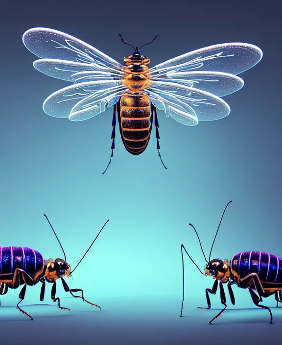 Image similar to opulent transparent clear see - through image of insects, botany, neon lights, milky way environment, ultra realistic, concept art, surrealism, photorealistic, octane render, 8 k, unreal engine. art by piet mondrian and nori inoguchi and sam kaplan and zachary goulko and christopher marley and artgerm