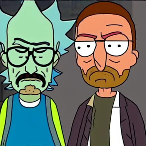 Image similar to walter white as a character in rick and morty