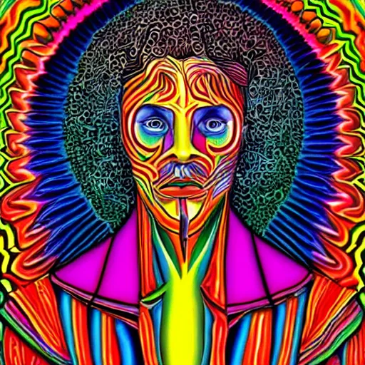 Prompt: a portrait of a beautiful man the style of Alex Grey, colorful,