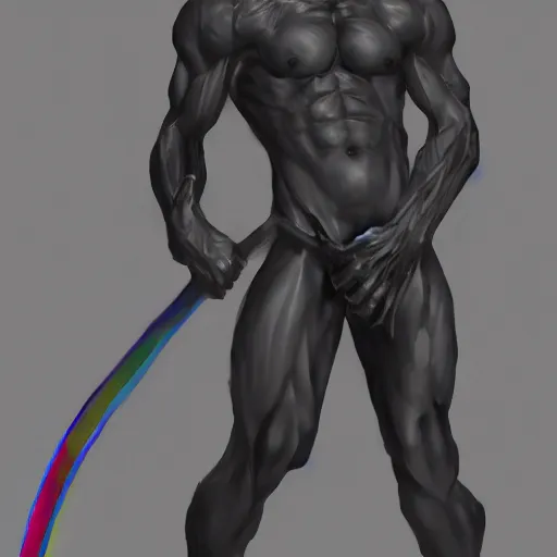 Image similar to Gay Grim Reaper, muscled, Rainbow scheme, artstation