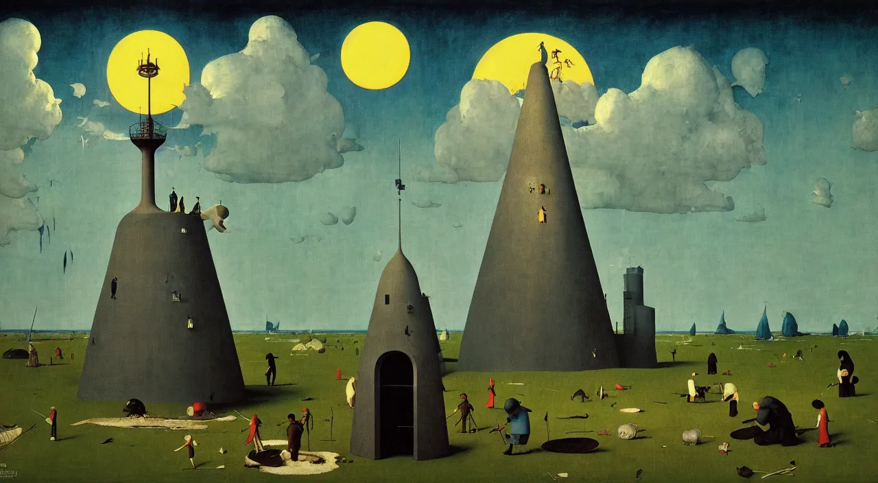 Prompt: single flooded simple!! george ault tower, very coherent and colorful high contrast masterpiece by norman rockwell franz sedlacek hieronymus bosch dean ellis simon stalenhag rene magritte gediminas pranckevicius, dark shadows, sunny day, hard lighting