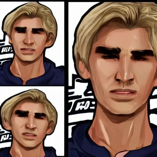 Prompt: XQC as a GTA character in a loading screen