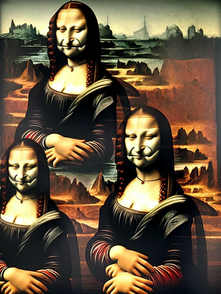 Image similar to monalisa painting as the purge, highly detailed, 8 k resolution, art by caravaggio, modern art, optical illusion