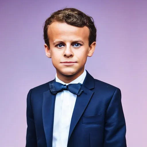 Image similar to the 10 years old grandson of Emmanuel Macron, 50mm photography, high quality, 4K