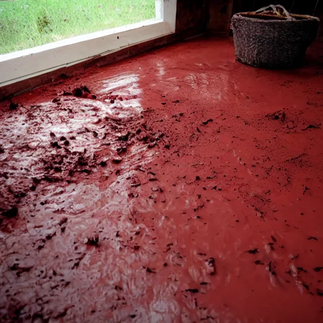 Prompt: bloody red mud meat, floor texture