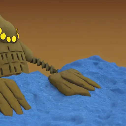 Prompt: sand golem rises out of a sandpit