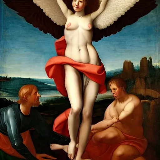 Prompt: https : / / s. mj. run / 6 _ wzebfmxfo a renaissance painting of an anatomically correct woman angel