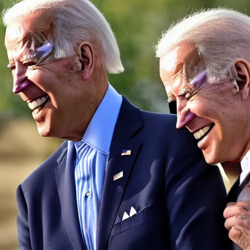 Image similar to joe biden kissing joe biden on his forehead, cute, gentle, lovely