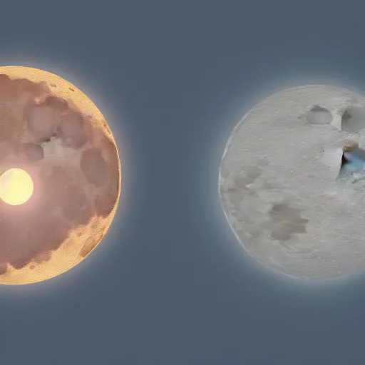 Prompt: Digital art of Moon and Sun close together, 8k, trending on artstation