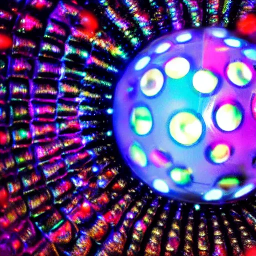 Prompt: fish eats disco ball hd photo