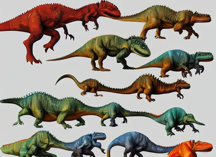 Prompt: concept design of dinosaurs made by pieces of types of candies, oil painting by jama jurabaev, extremely detailed, brush hard, artstation, for aaa game, high quality, brush stroke