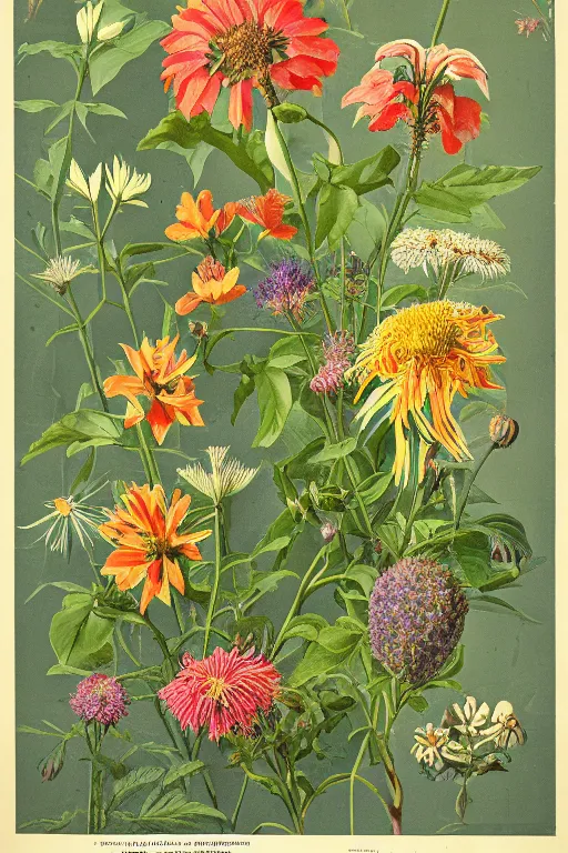 Image similar to vintage botanical poster of wild flowers