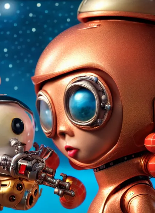 Image similar to highly detailed closeup, portrait of a tin toy bikini spacegirl in a spaceship on mars, unreal engine, nicoletta ceccoli, mark ryden, earl norem, lostfish, global illumination, detailed and intricate environment