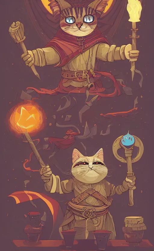 Image similar to powerful wizard cat, dungeons and dragons by simon kennedy, studio muti