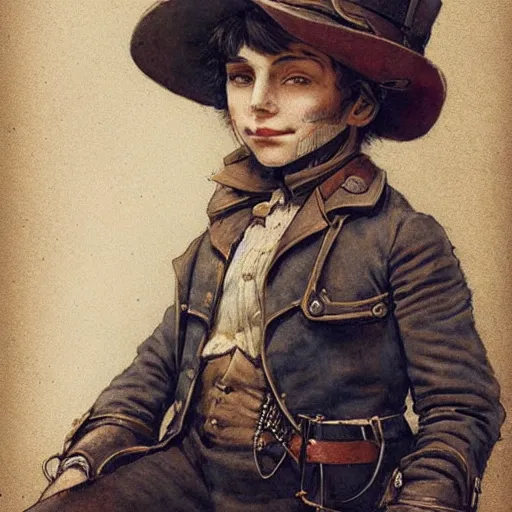 Image similar to (((((portrait of boy dressed as steampunk explorer . muted colors.))))) by Jean-Baptiste Monge !!!!!!!!!!!!!!!!!!!!!!!!!!!