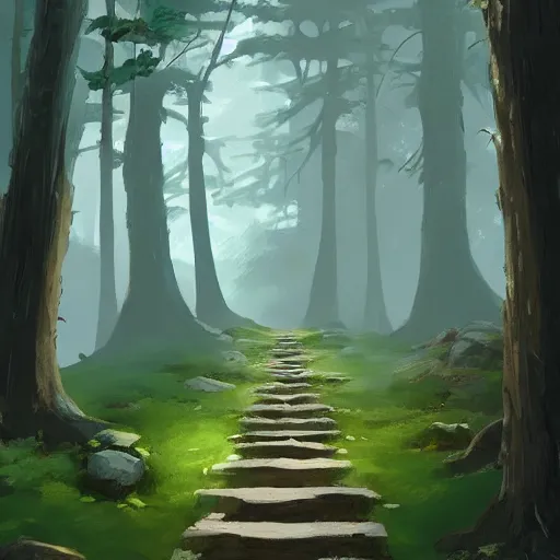 Prompt: concept art by sylvain sarrailh of a haunted japan temple, a short stone path stairs, asiatic forest