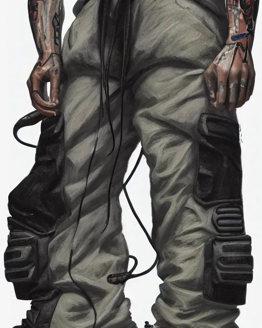 Image similar to Medium shot of a character wearing Nike ACG+Acronym P31-DS Pants in the style of greg rutkowski