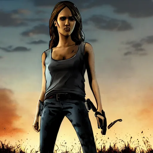 Image similar to jessica alba walking dead telltale, 4 k full hd,