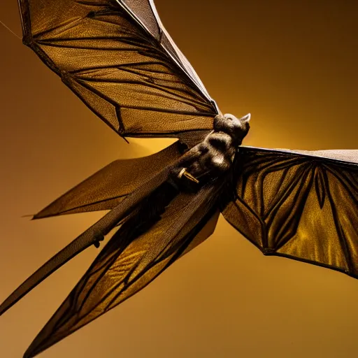 Prompt: manbat with huge wings flies, moonlit night, fantasy, wide angle, 8 k high definition, insanely detailed, intricate, elegant