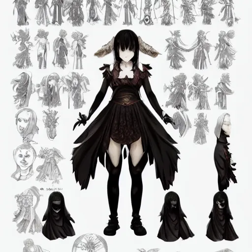 Prompt: full body character sheet of Yui-Metal from Babymetal, highly detailed, digital painting, artstation, concept art, smooth, sharp focus, illustration, ArtStation, art by artgerm and greg rutkowski and alphonse mucha and J. C. Leyendecker and Edmund Blair Leighton and Katsuhiro Otomo and Geof Darrow and Phil hale and Ashley wood and Ilya repin and Charlie Bowater