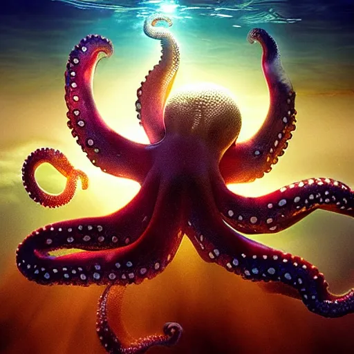 Prompt: octopus god is almighty, incredible photography, beautiful ambient light