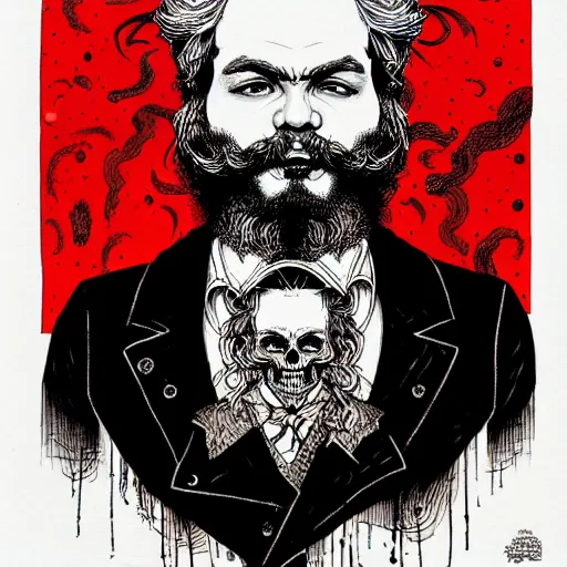 Image similar to portrait of marx painted in ian mcque style drawn by vania zouravliov and takato yamamoto, inspired by skull, intricate acrylic gouache painting, high detail, sharp high detail, artstation
