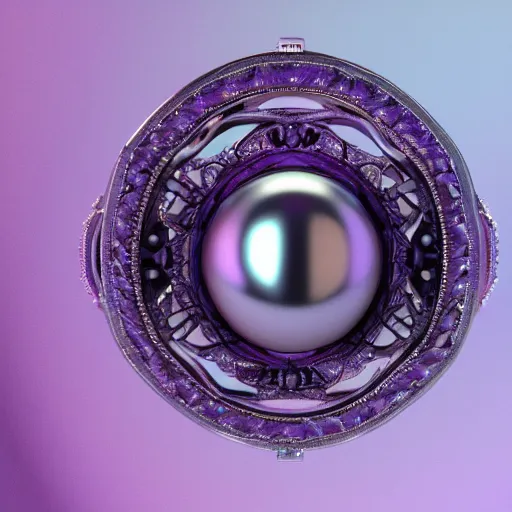 Prompt: silver ring with a purple pearl, extra terrestrial, magical, intricate, hyper detailed, octane render, 4k, 8k, photorealistic, fill light