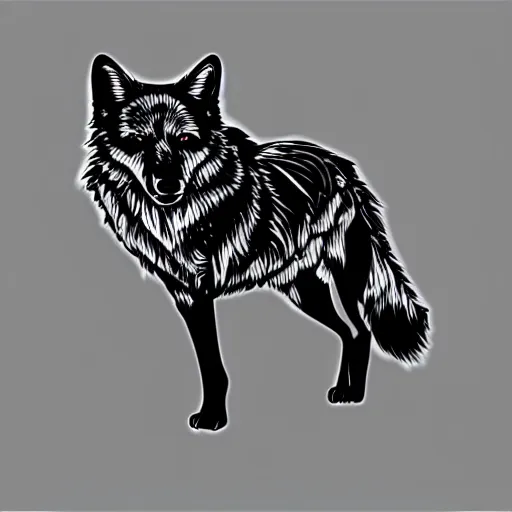 Prompt: black wolf, vector art